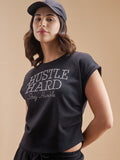 Street By Tokyo Talkies Women Black Embellished Regular Top - Black - Image 1