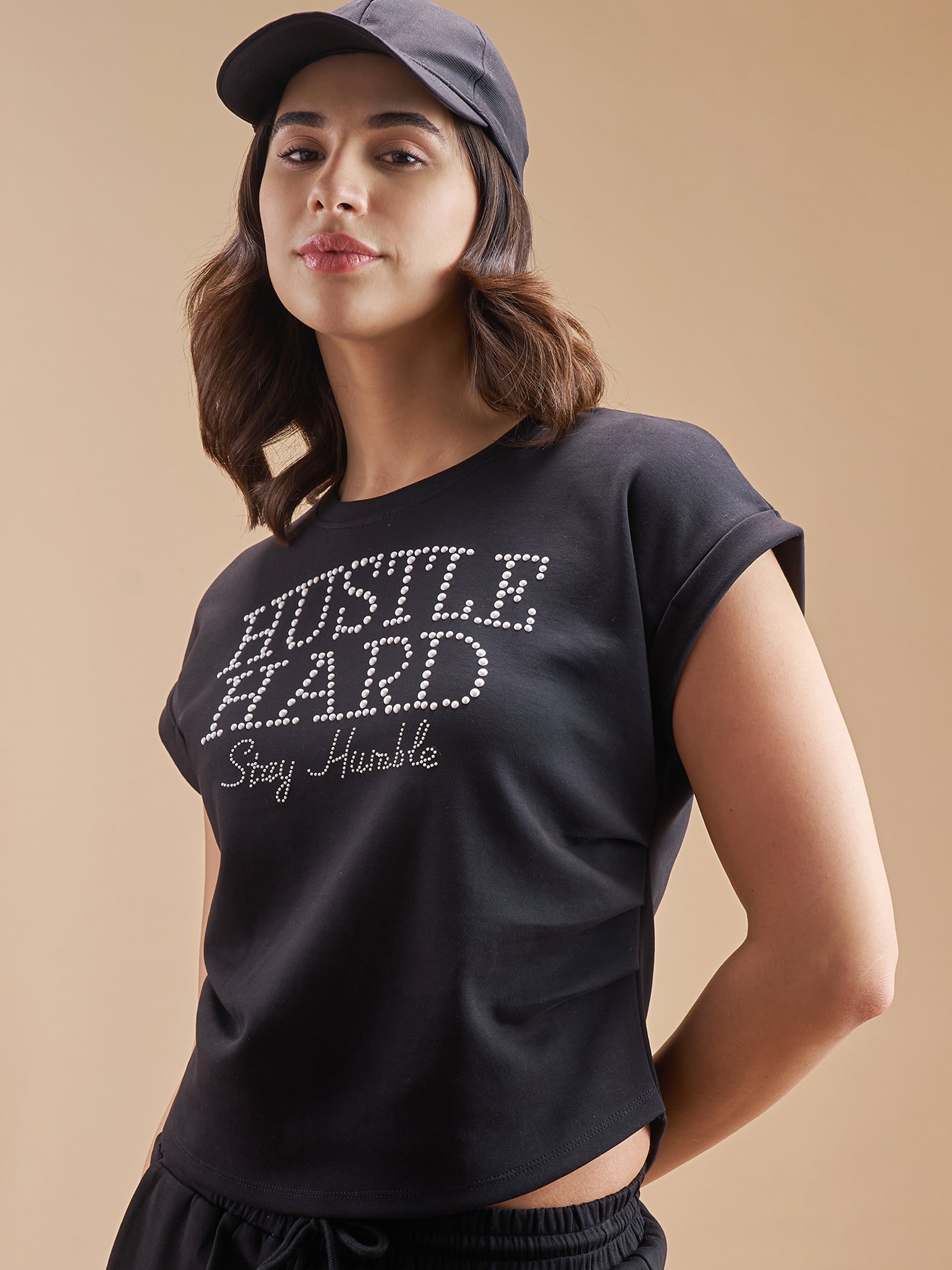 Street By Tokyo Talkies Women Black Embellished Regular Top - Black - Image 1