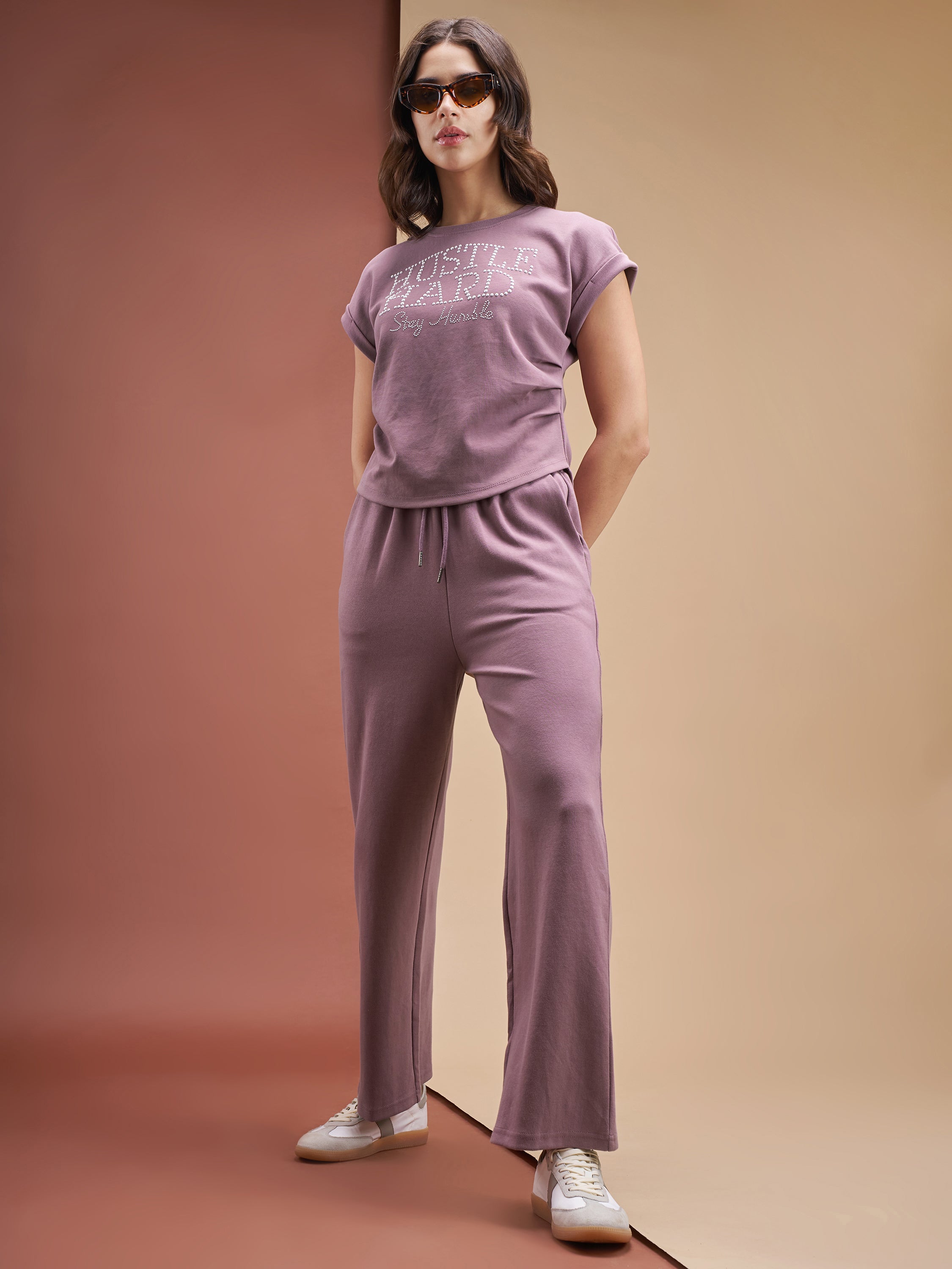 Street By Tokyo Talkies Women Purple Embellished Regular Top - Purple - Image 2