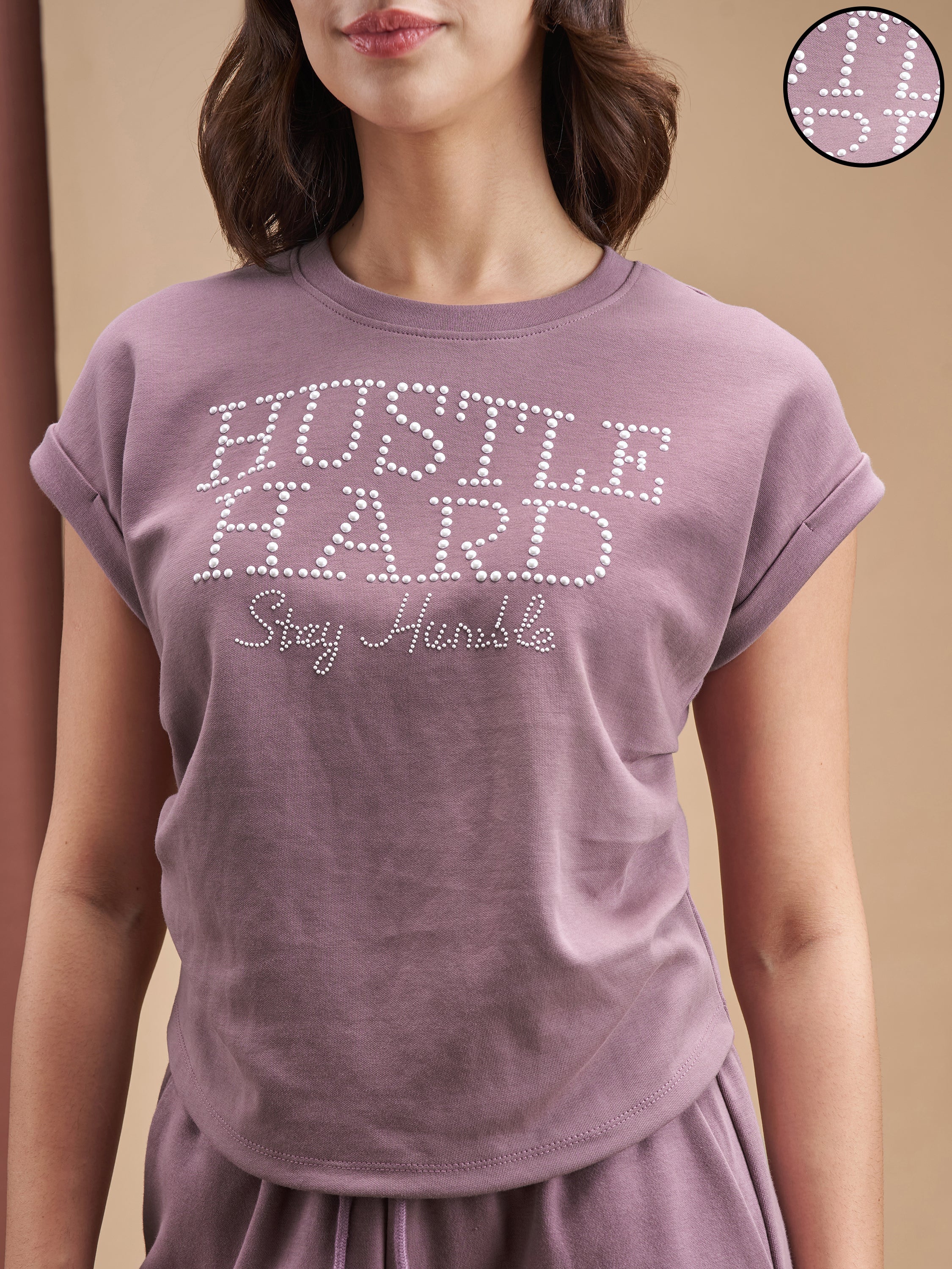 Street By Tokyo Talkies Women Purple Embellished Regular Top - Purple - Image 5