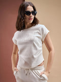 Street By Tokyo Talkies Women Off White Embellished Regular Top - Off White - Image 1