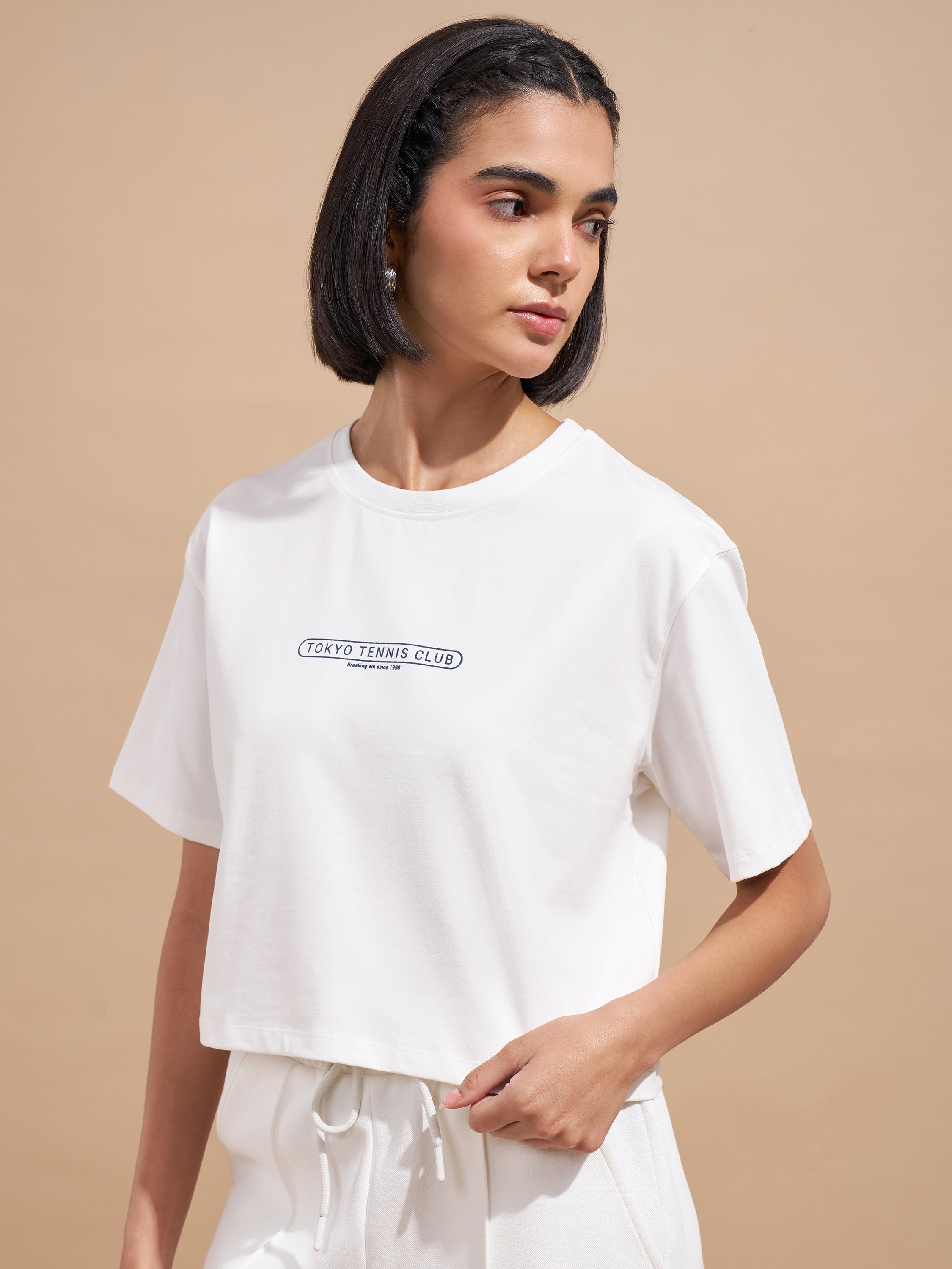 Tokyo Talkies Women White Printed Regular Top
