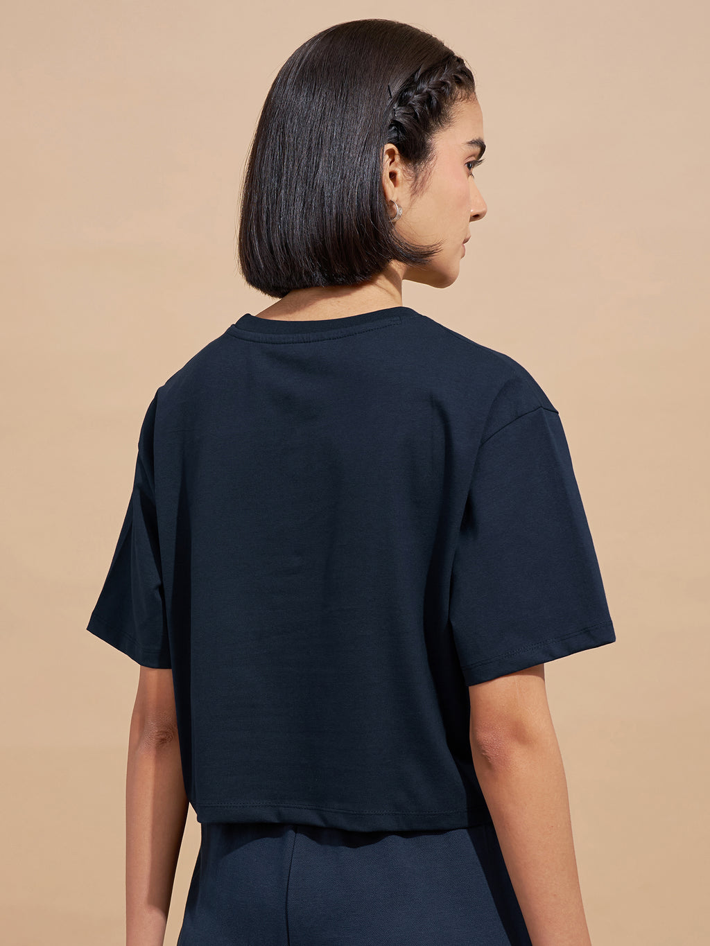 Tokyo Talkies Women Navy Blue Printed Regular Top
