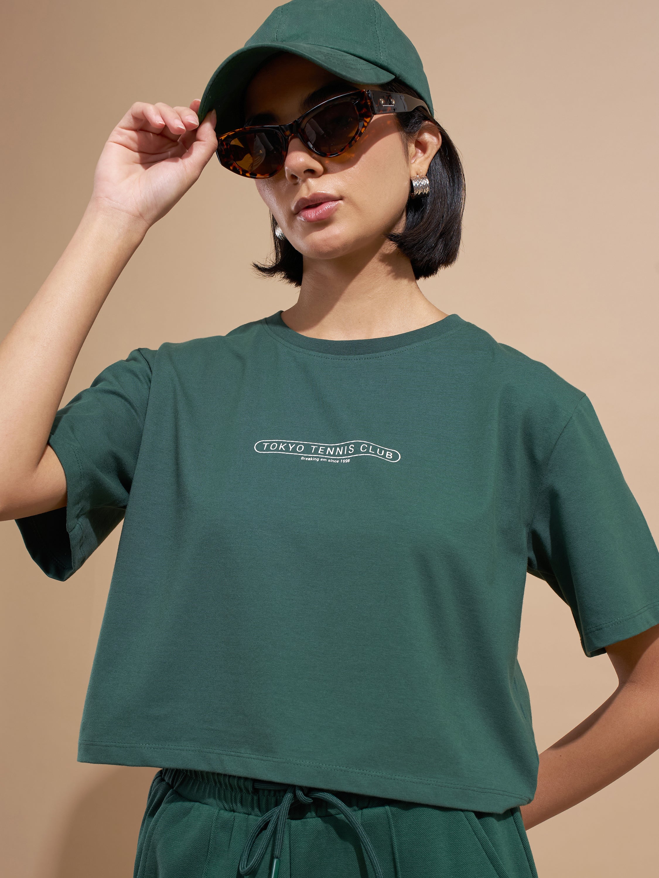 Tokyo Talkies Women Green Printed Regular Top