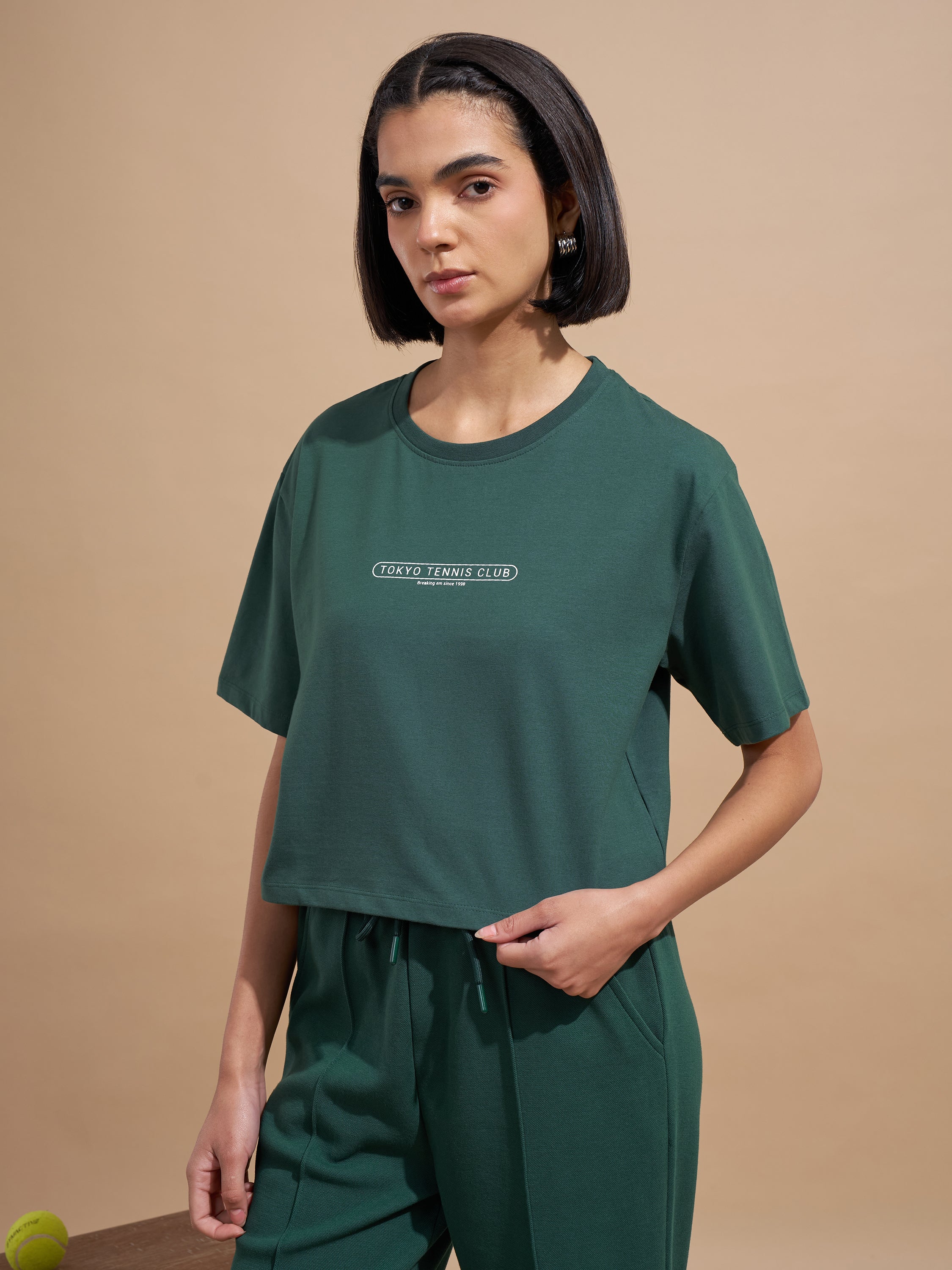 Tokyo Talkies Women Green Printed Regular Top