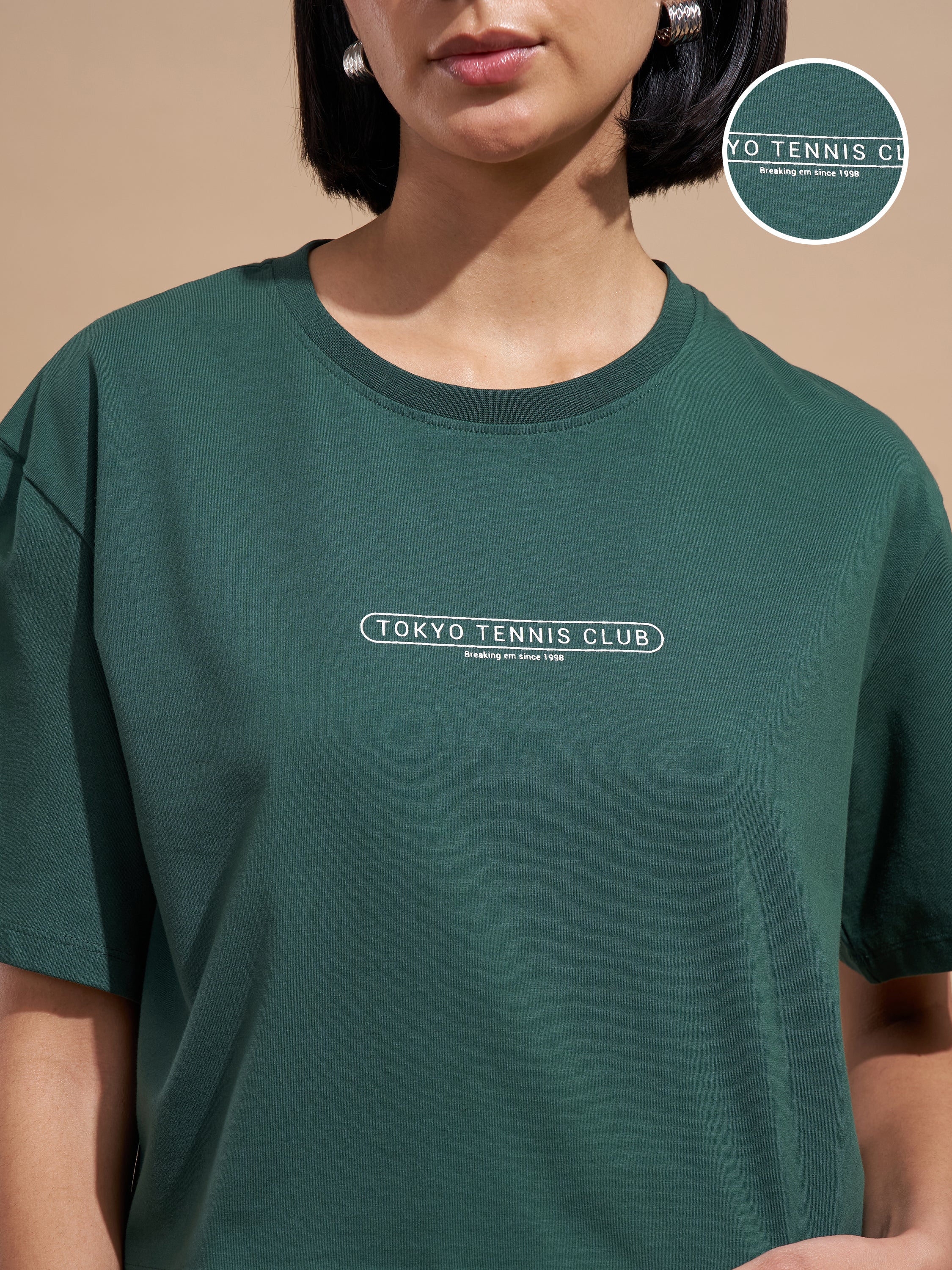 Tokyo Talkies Women Green Printed Regular Top
