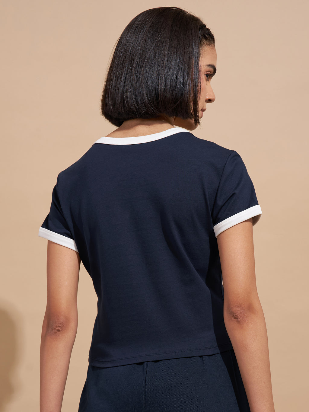 Tokyo Talkies Women Navy Blue Printed Regular Top