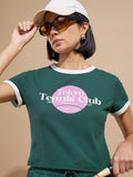 Tokyo Talkies Women Green Printed Regular Top