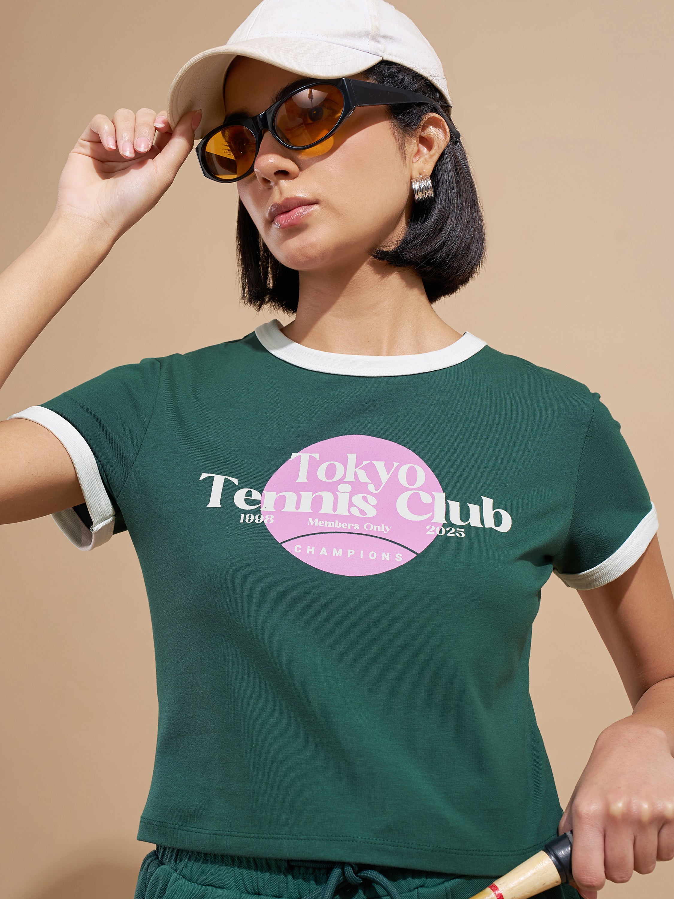 Tokyo Talkies Women Green Printed Regular Top