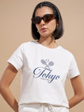 Tokyo Talkies Women White Printed Regular Top