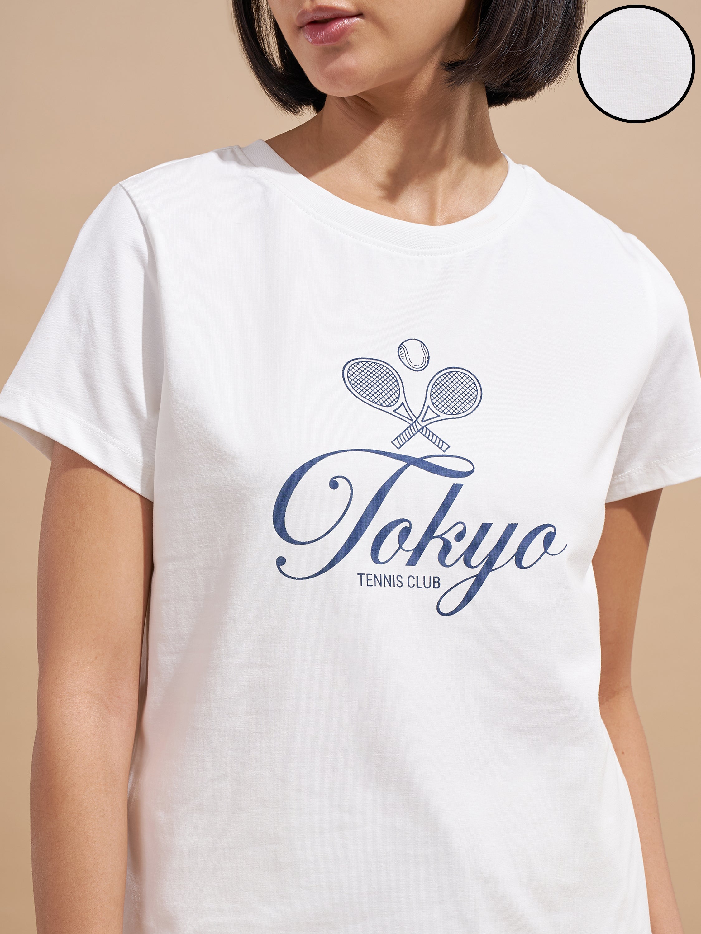 Tokyo Talkies Women White Printed Regular Top