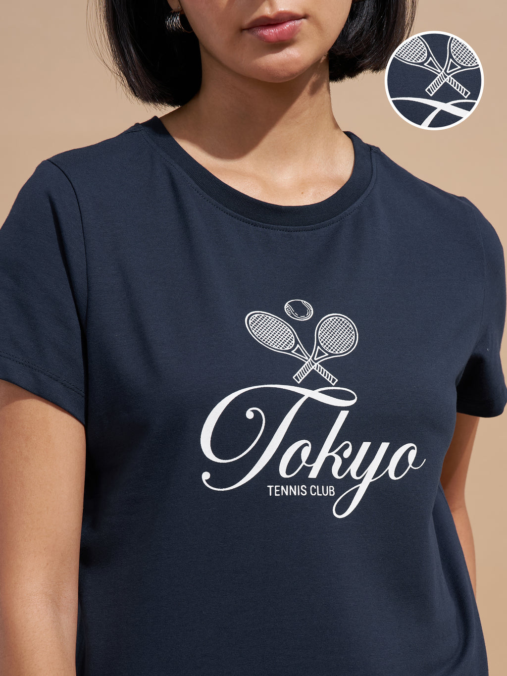 Tokyo Talkies Women Navy Blue Printed Regular Top