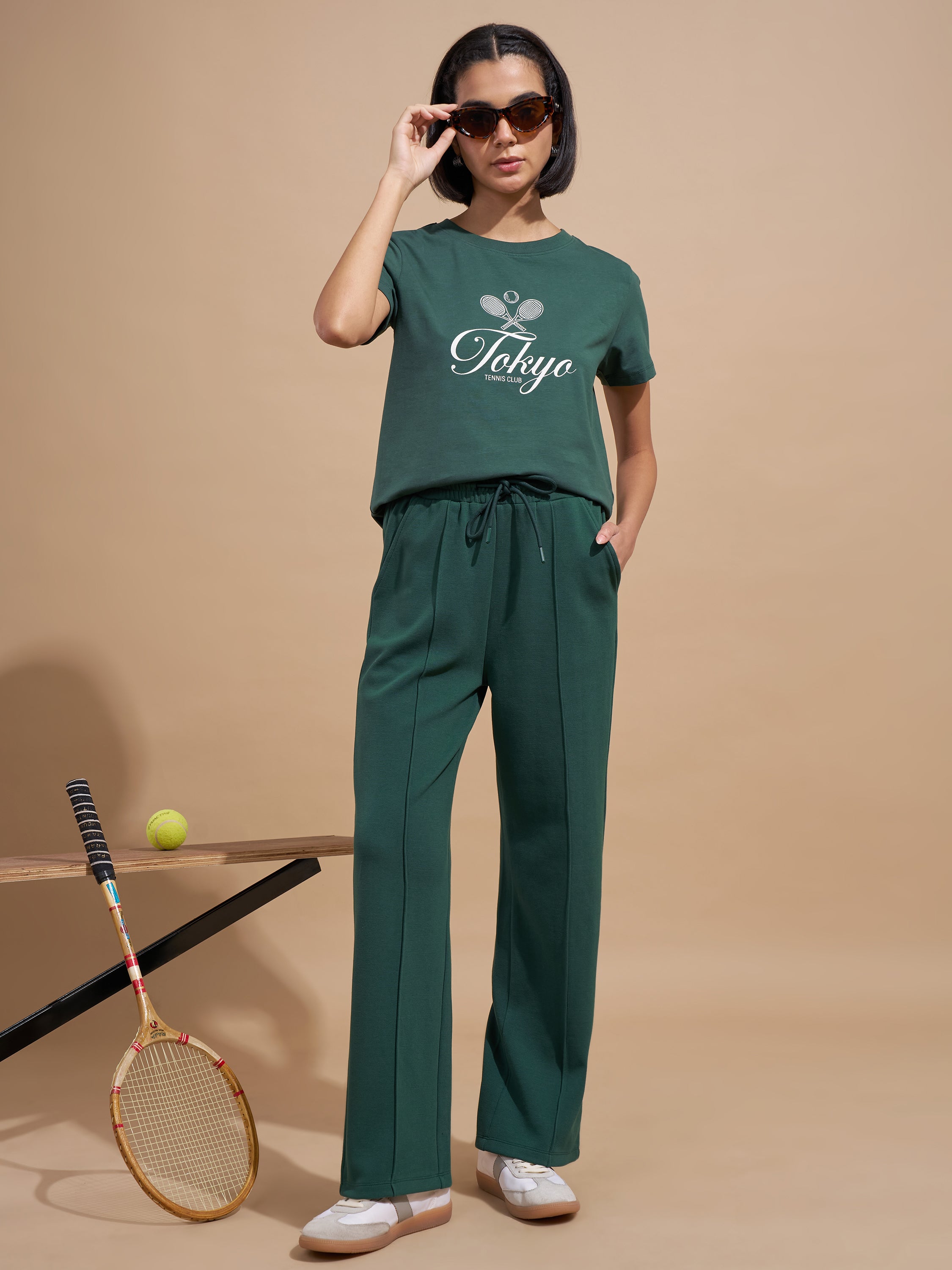 Tokyo Talkies Women Green Printed Regular Top