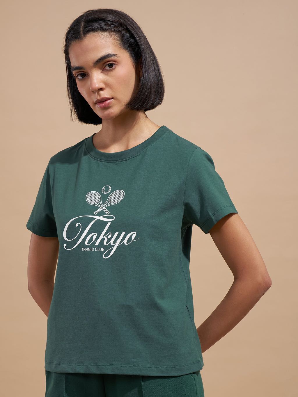 Tokyo Talkies Women Green Printed Regular Top