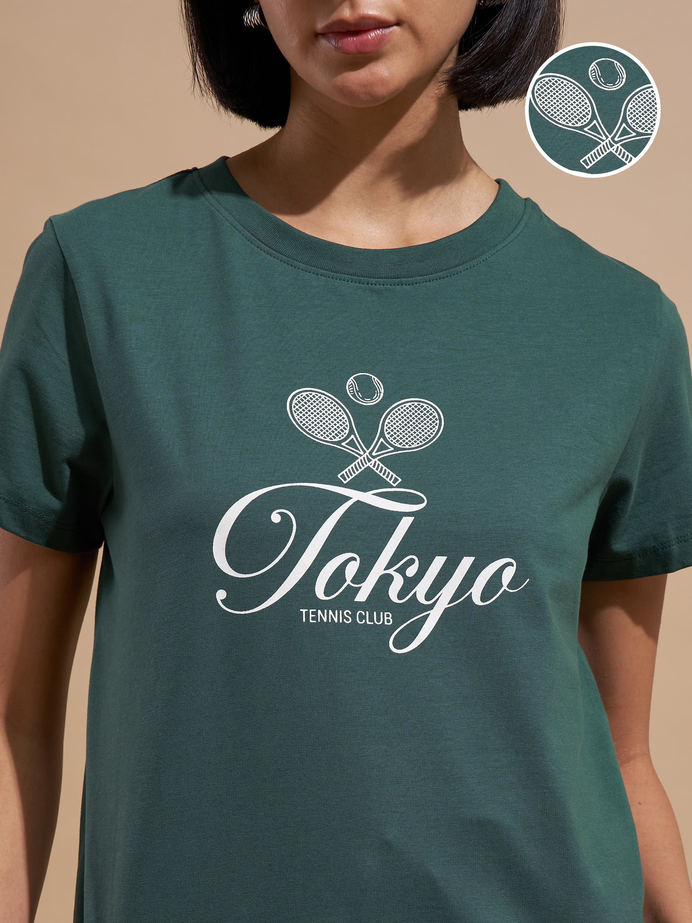 Tokyo Talkies Women Green Printed Regular Top