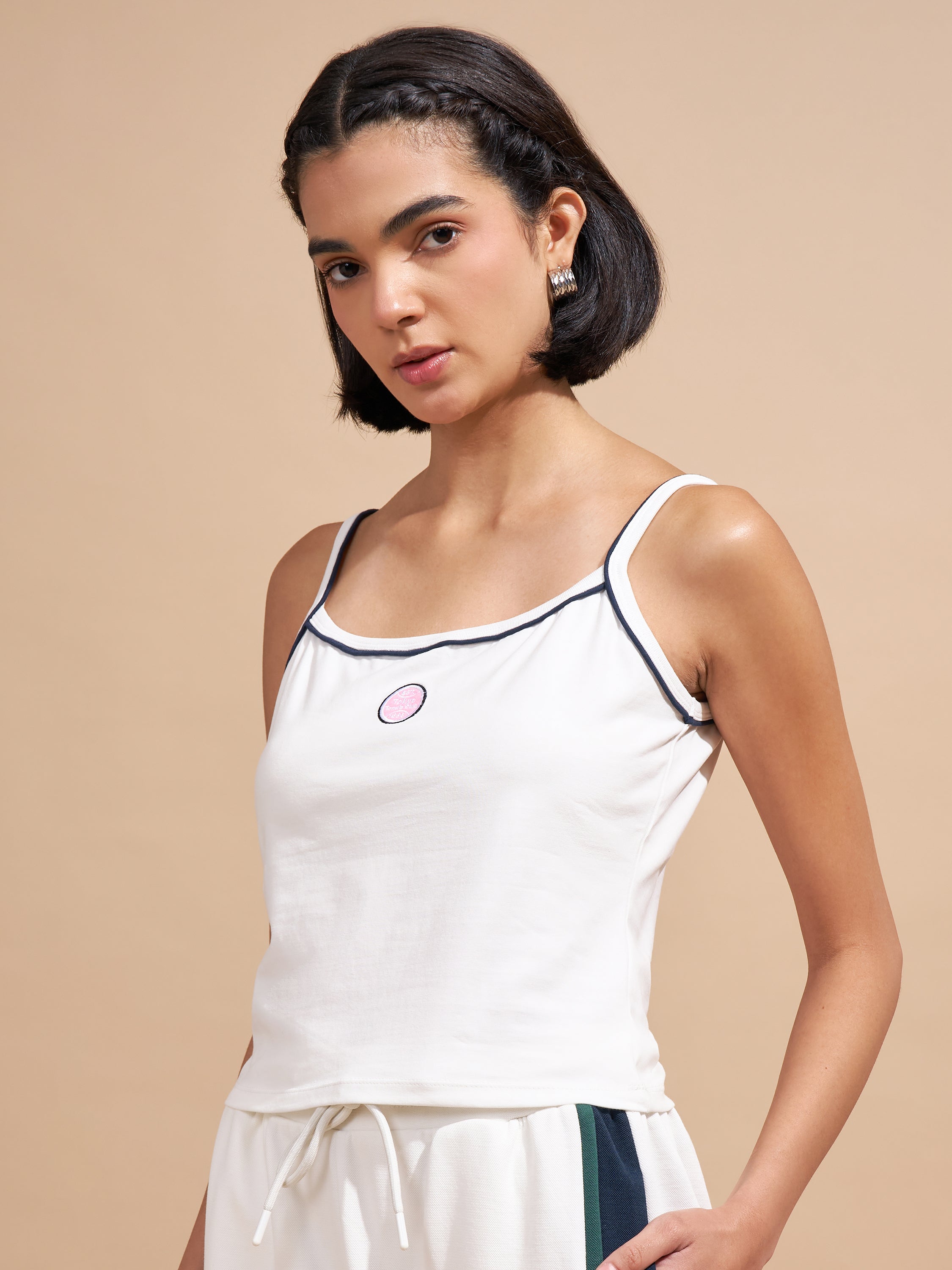 Tokyo Talkies Women White Embroidered Regular Top