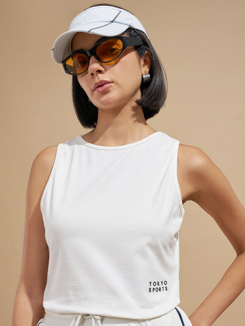 Tokyo Talkies Women White Printed Tank Top