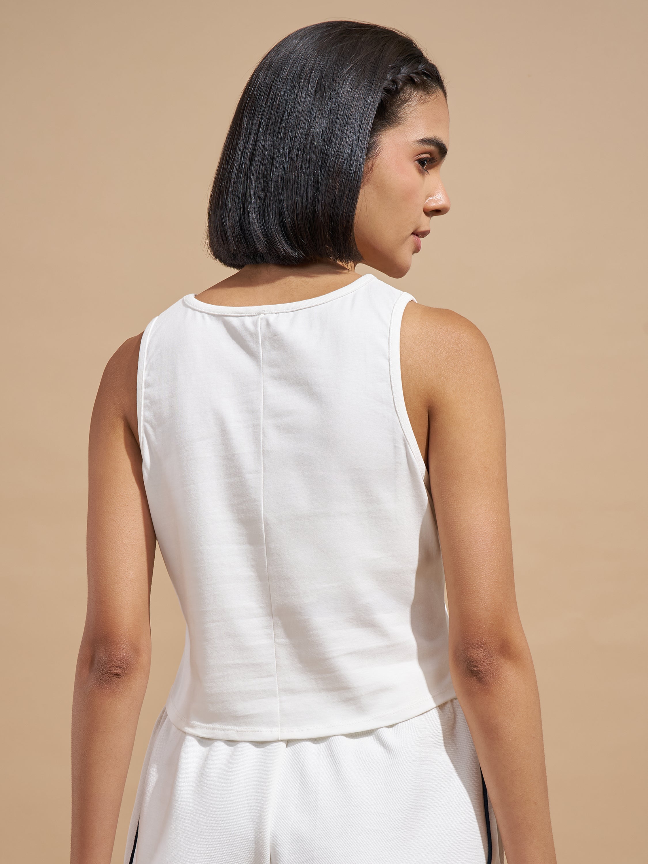 Tokyo Talkies Women White Printed Tank Top