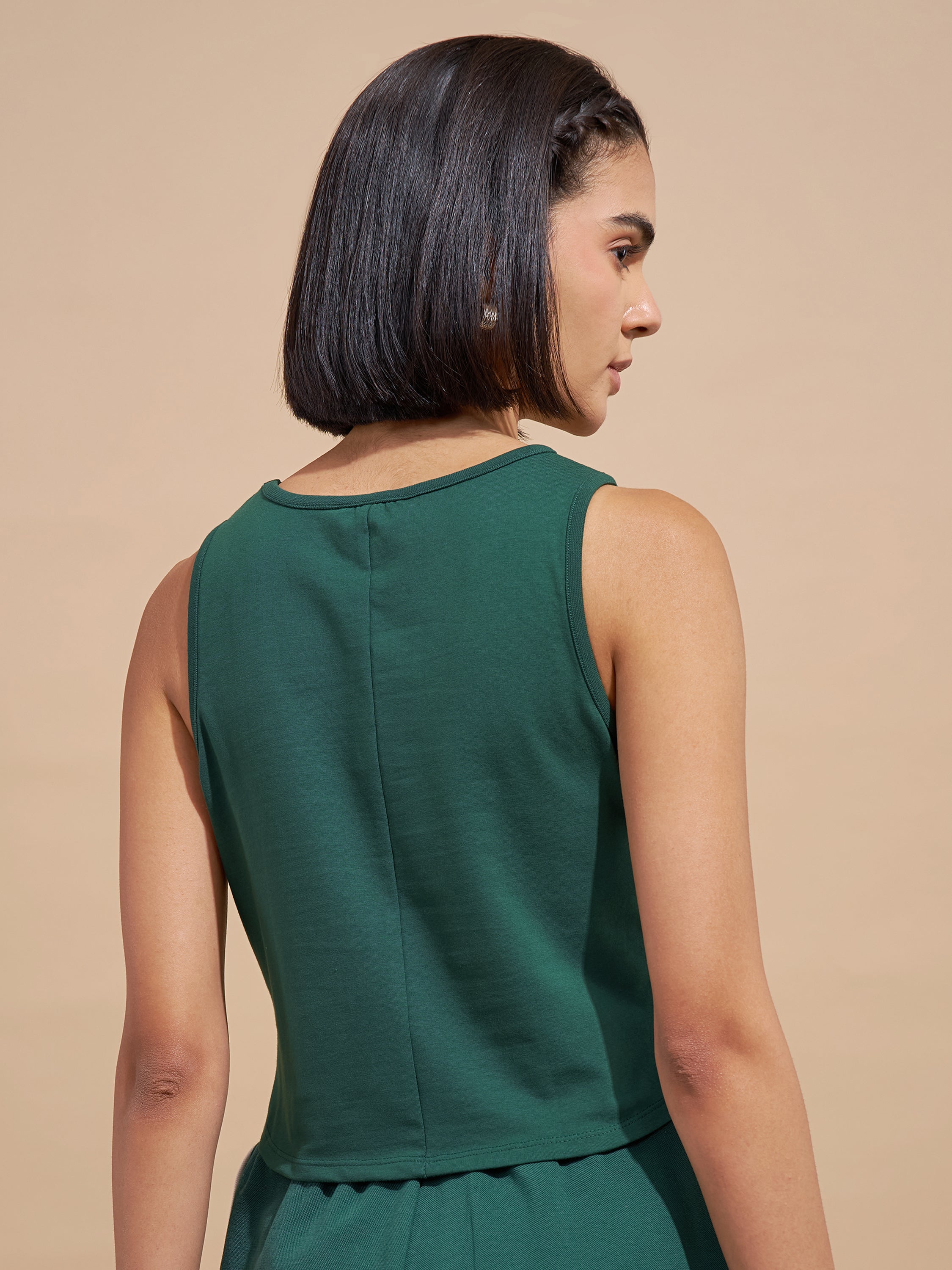Tokyo Talkies Women Green Printed Tank Top