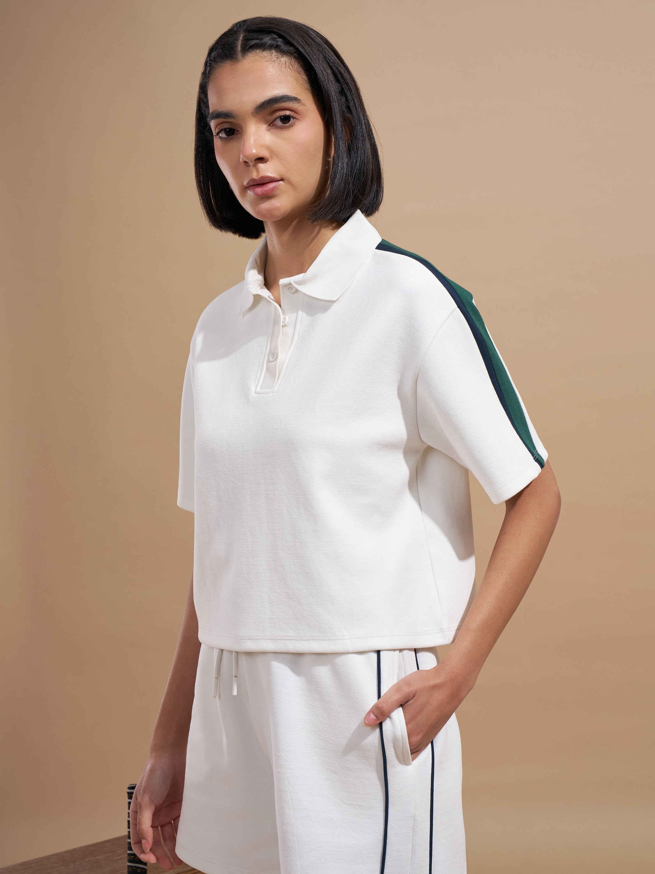 Tokyo Talkies Women White Colourblocked Regular Top