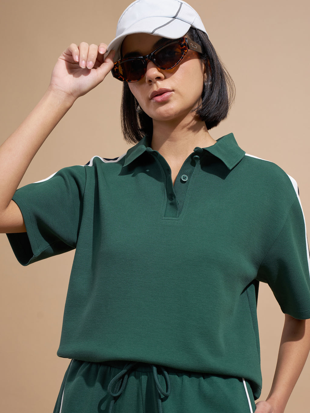 Tokyo Talkies Women Green Colourblocked Regular Top