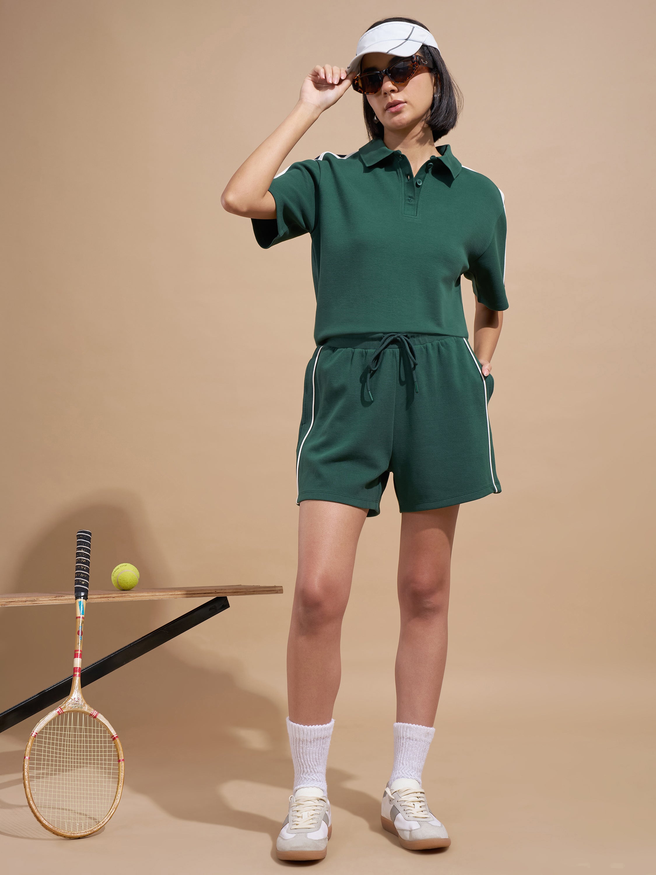 Tokyo Talkies Women Green Colourblocked Regular Top