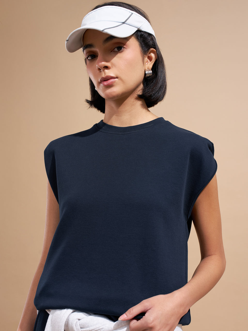 Tokyo Talkies Women Navy Blue Solid Regular Top