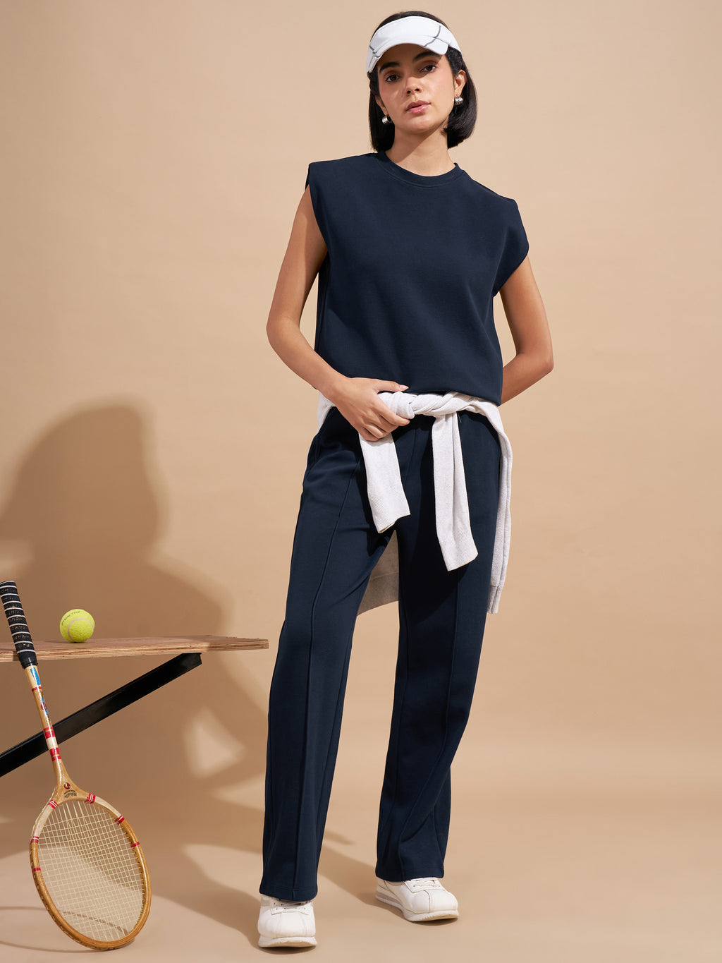 Tokyo Talkies Women Navy Blue Solid Regular Top