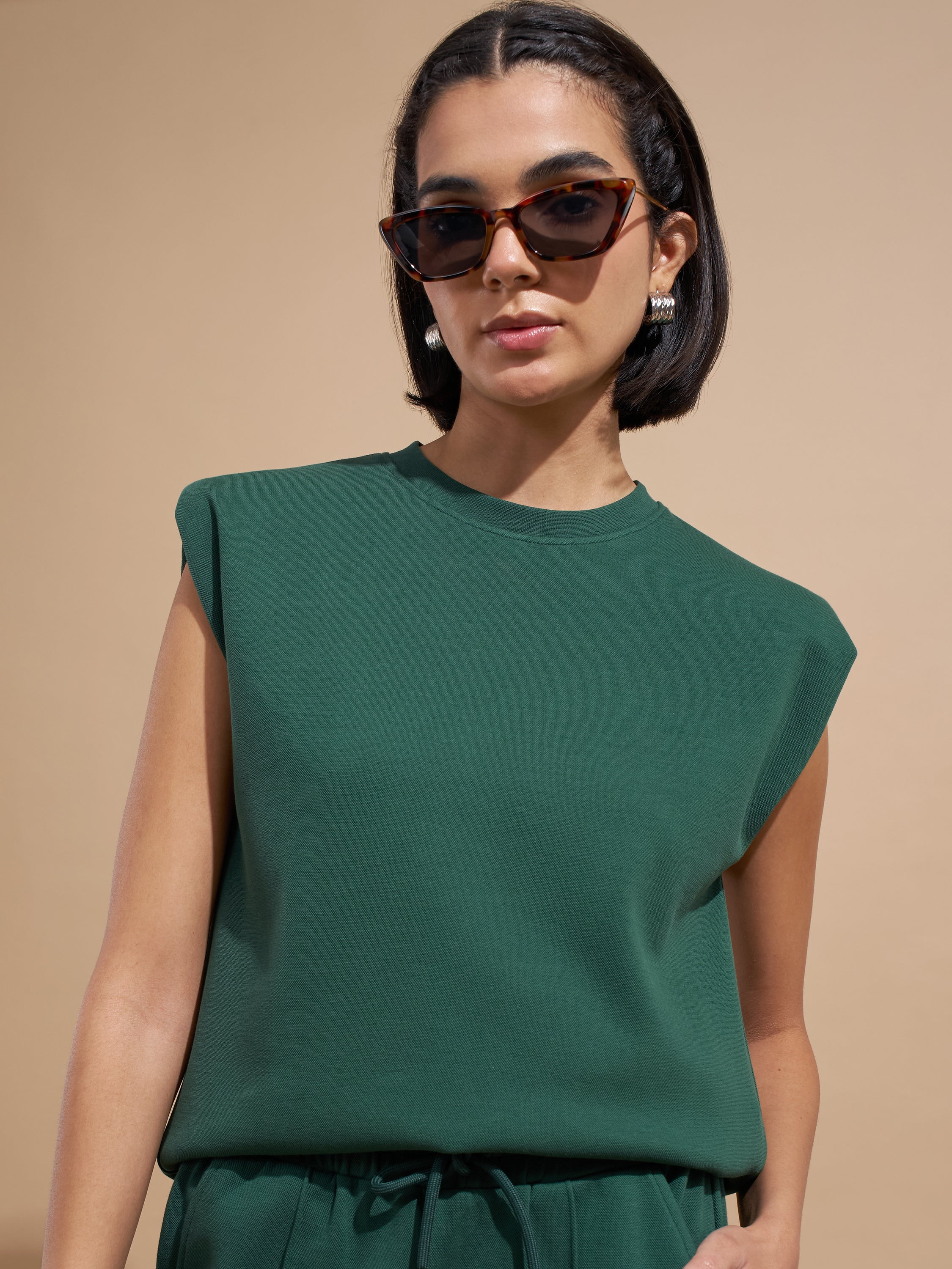 Tokyo Talkies Women Green Solid Regular Top