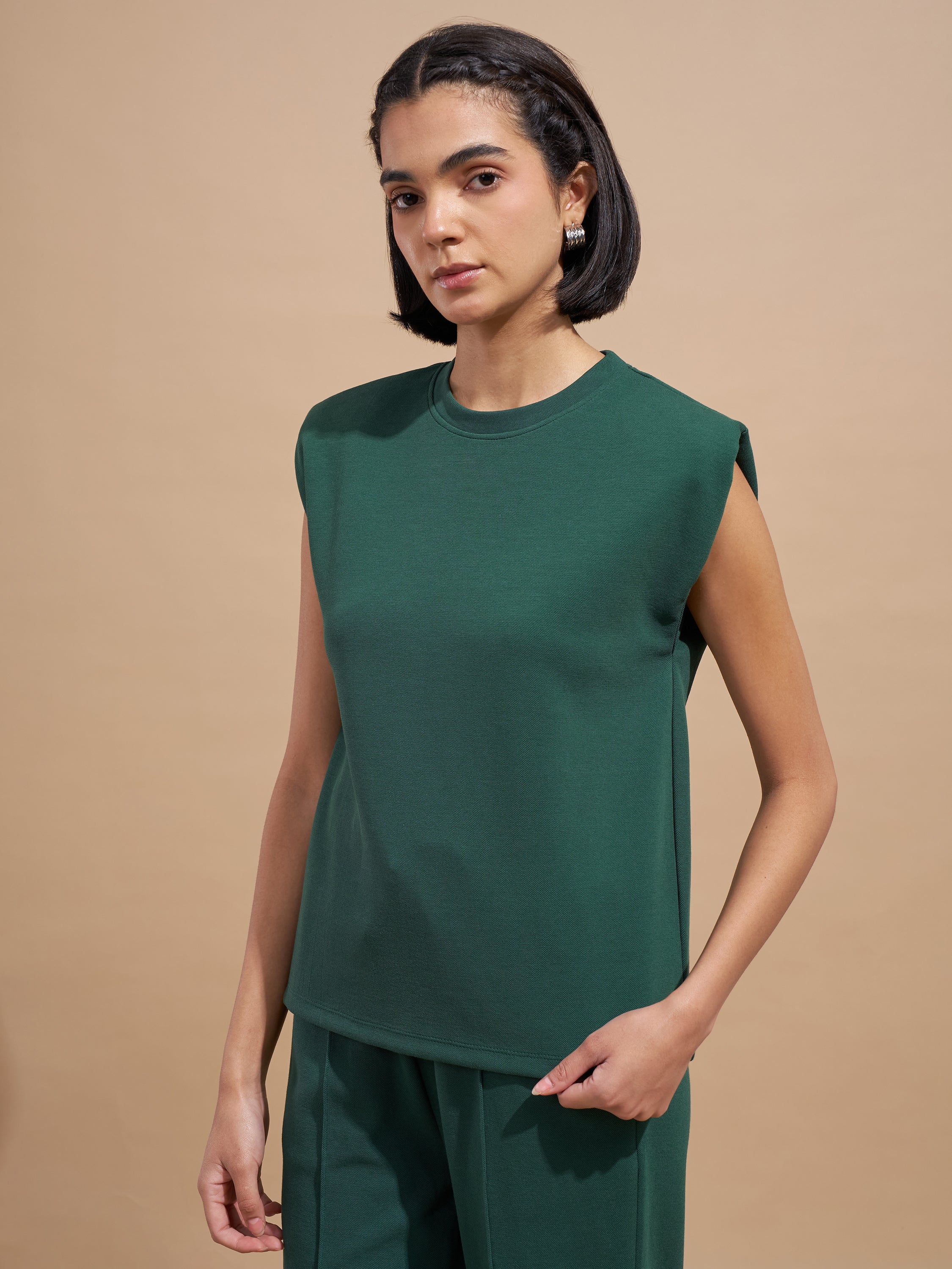 Tokyo Talkies Women Green Solid Regular Top