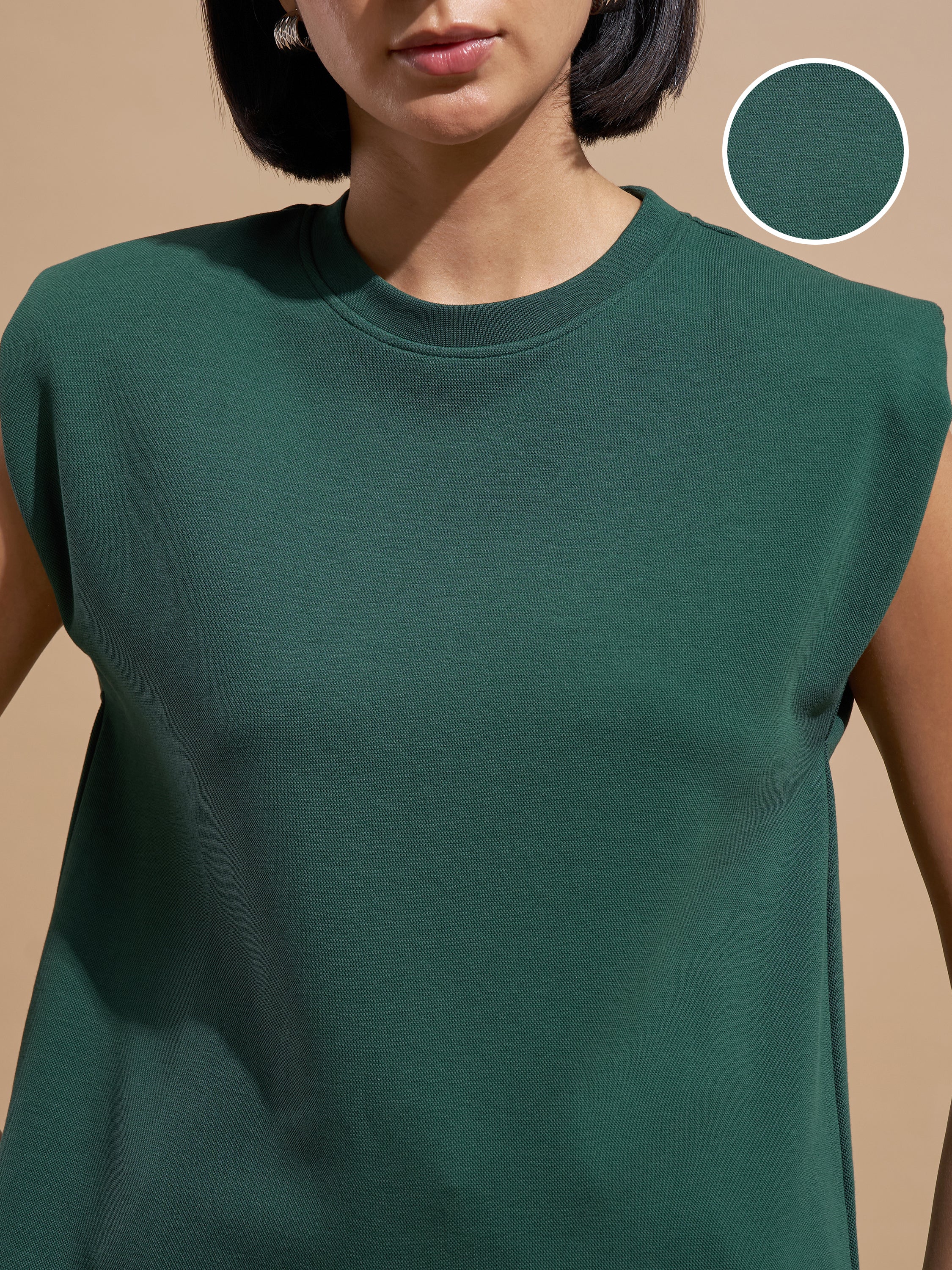 Tokyo Talkies Women Green Solid Regular Top