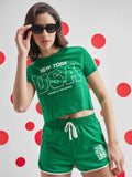 Street By Tokyo Talkies Women Green Printed Round Neck T-Shirt - Green - Image 1