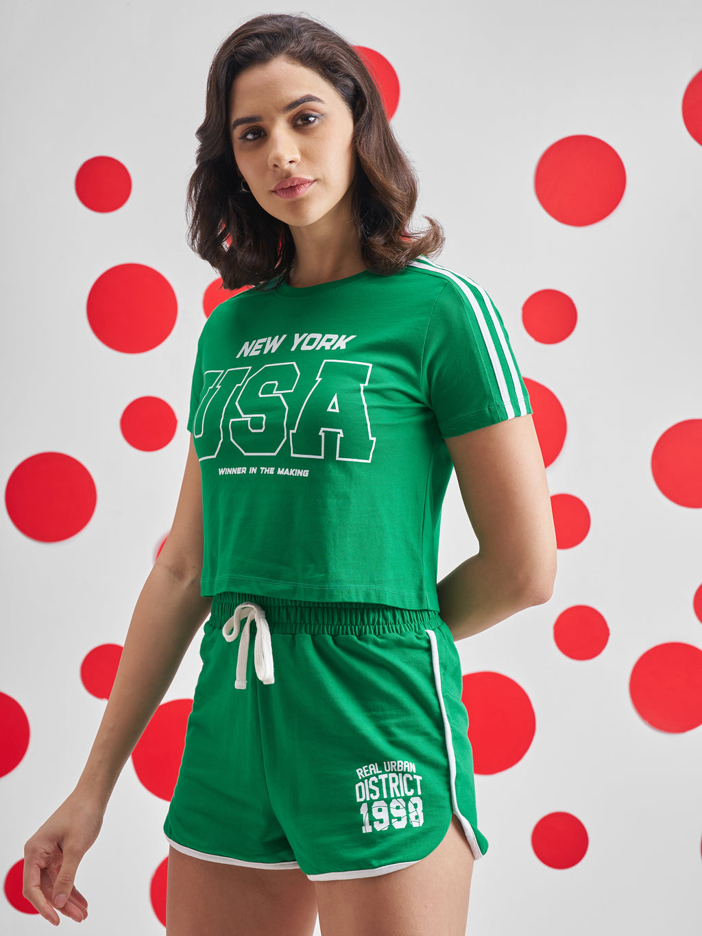 Street By Tokyo Talkies Women Green Printed Round Neck T-Shirt - Green - Image 4