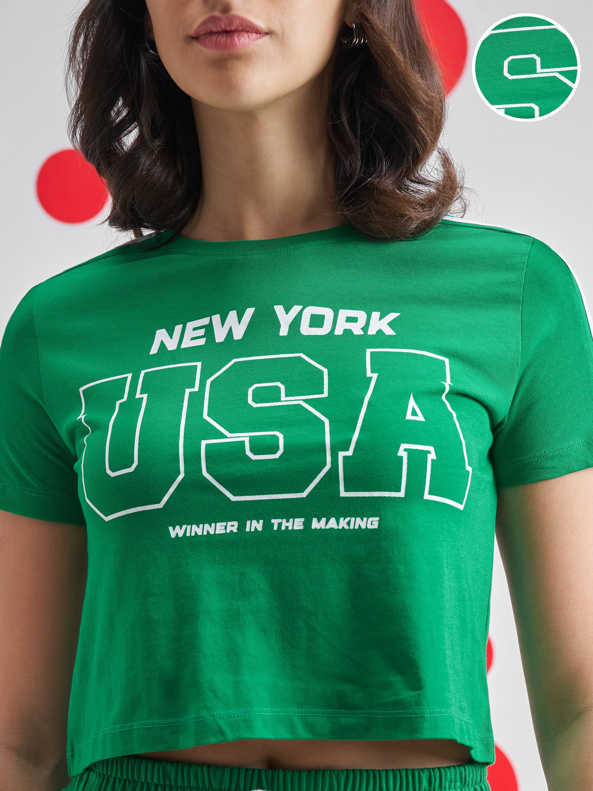 Street By Tokyo Talkies Women Green Printed Round Neck T-Shirt - Green - Image 5