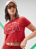 Street By Tokyo Talkies Women Red Printed Round Neck T-Shirt - Red - Image 1