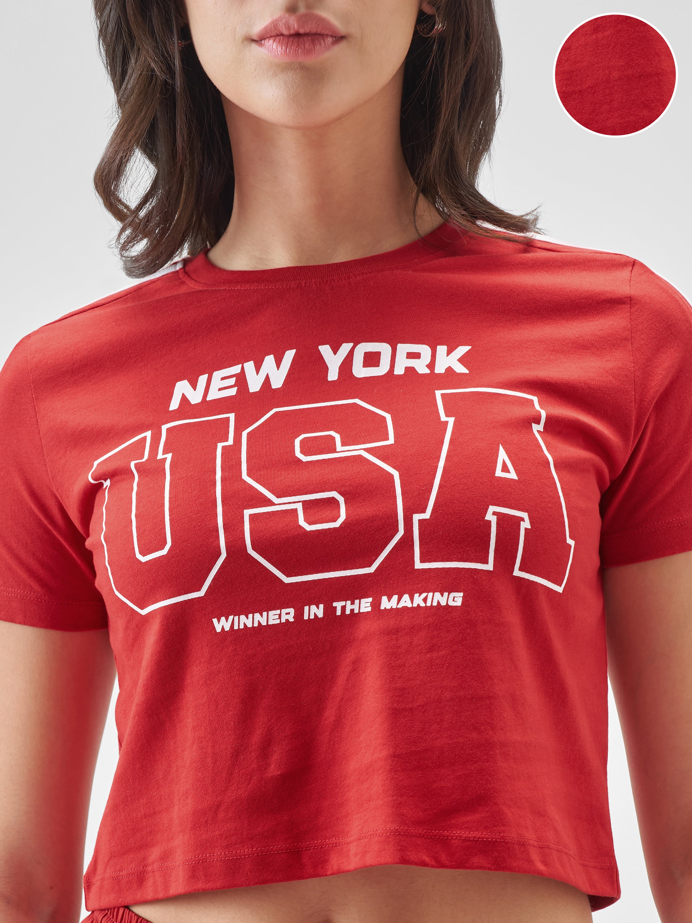 Street By Tokyo Talkies Women Red Printed Round Neck T-Shirt - Red - Image 5