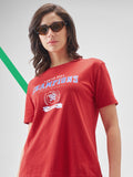 Street By Tokyo Talkies Women Red Printed Round Neck T-Shirt - Red - Image 1