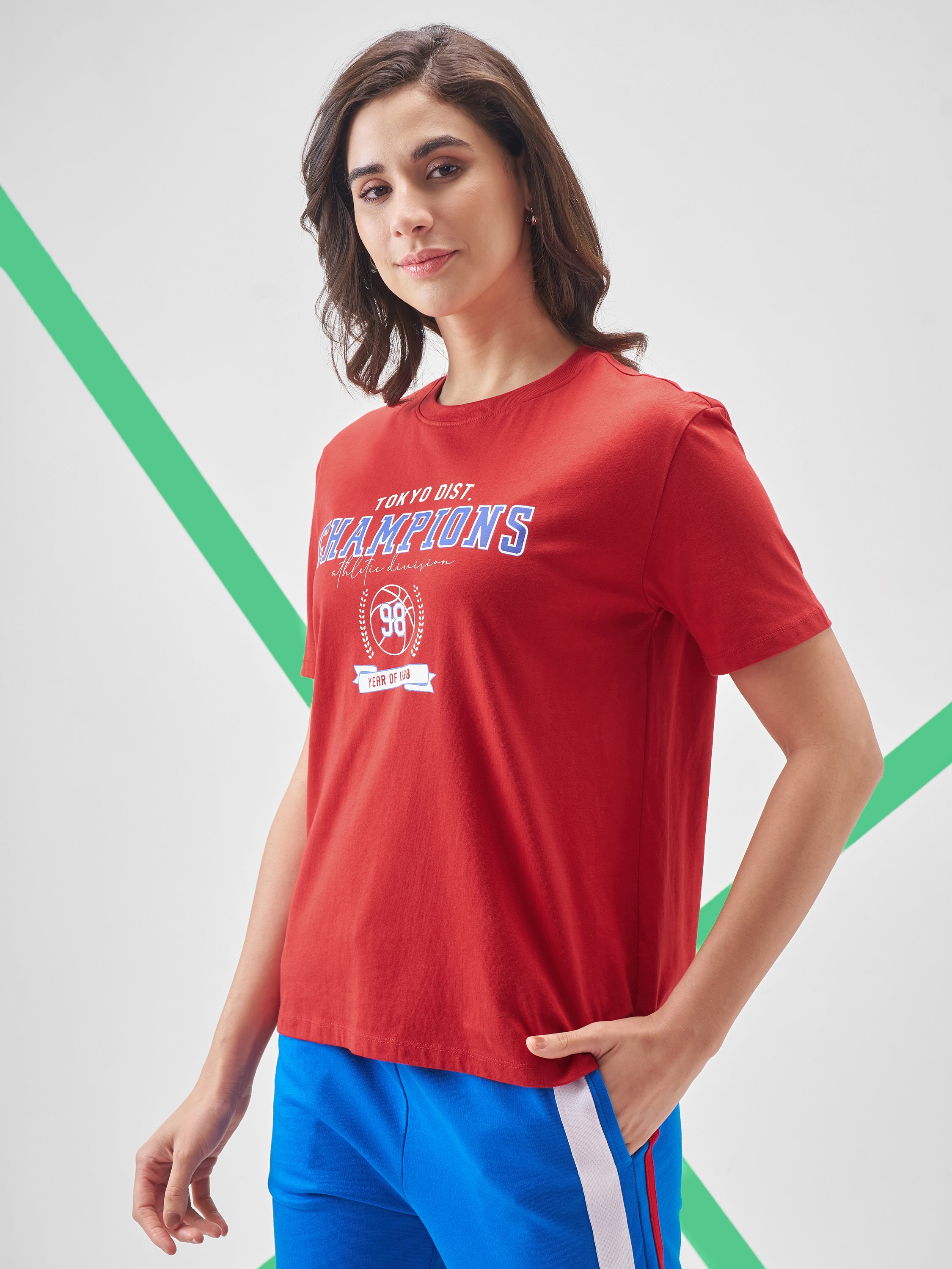 Street By Tokyo Talkies Women Red Printed Round Neck T-Shirt - Red - Image 4