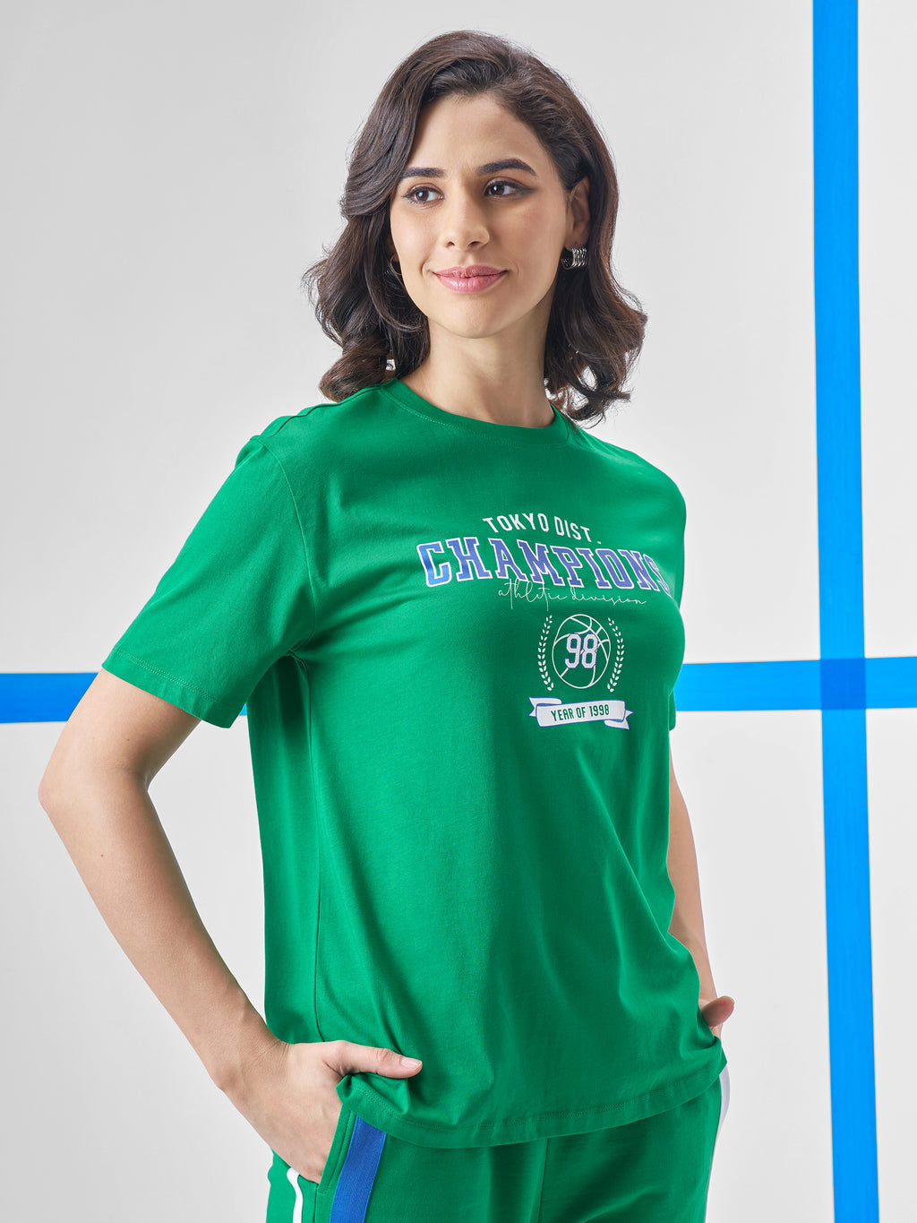 Street By Tokyo Talkies Women Green Printed Round Neck T-Shirt - Green - Image 6