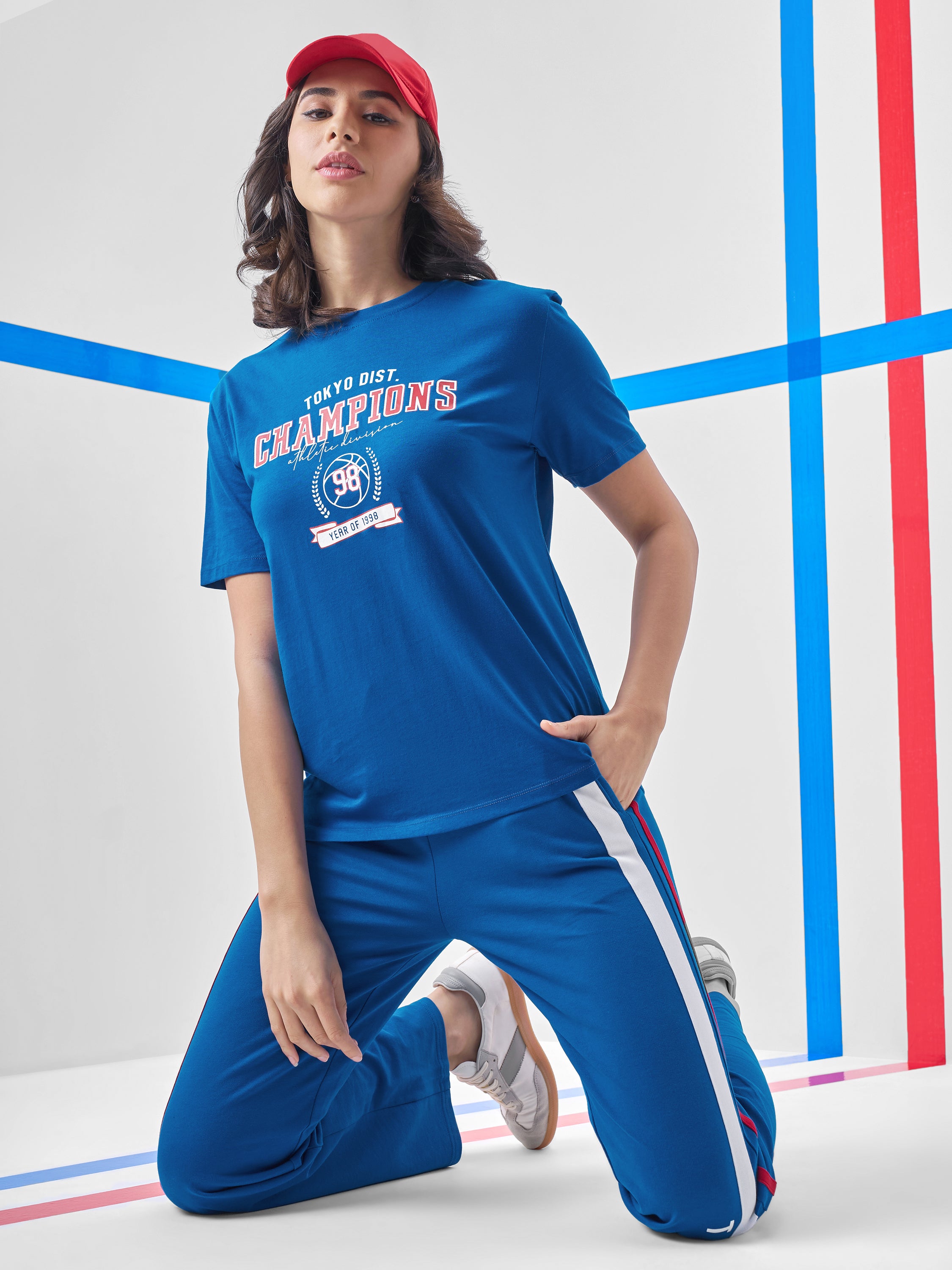 Street By Tokyo Talkies Women Blue Printed Round Neck T-Shirt - Blue - Image 2