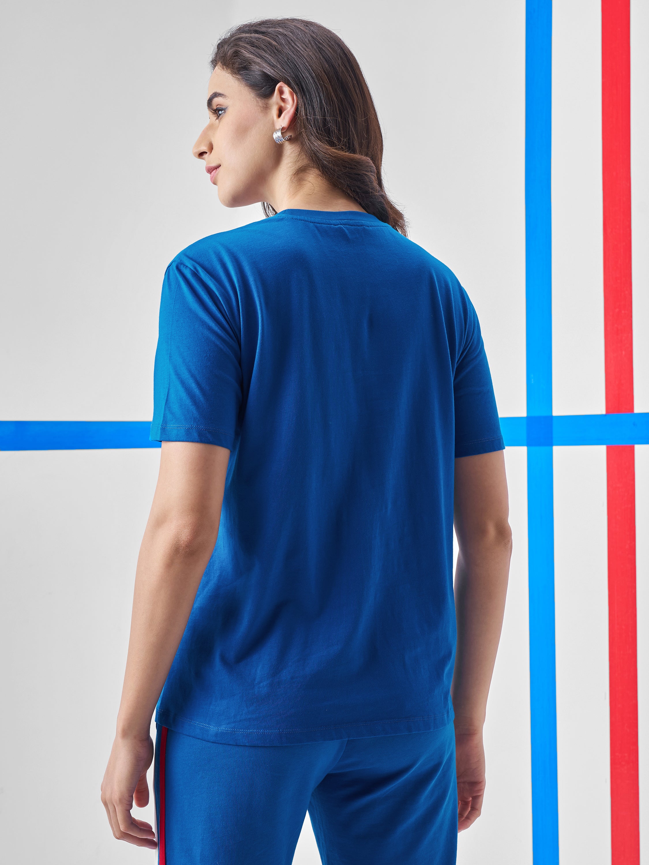 Street By Tokyo Talkies Women Blue Printed Round Neck T-Shirt - Blue - Image 3