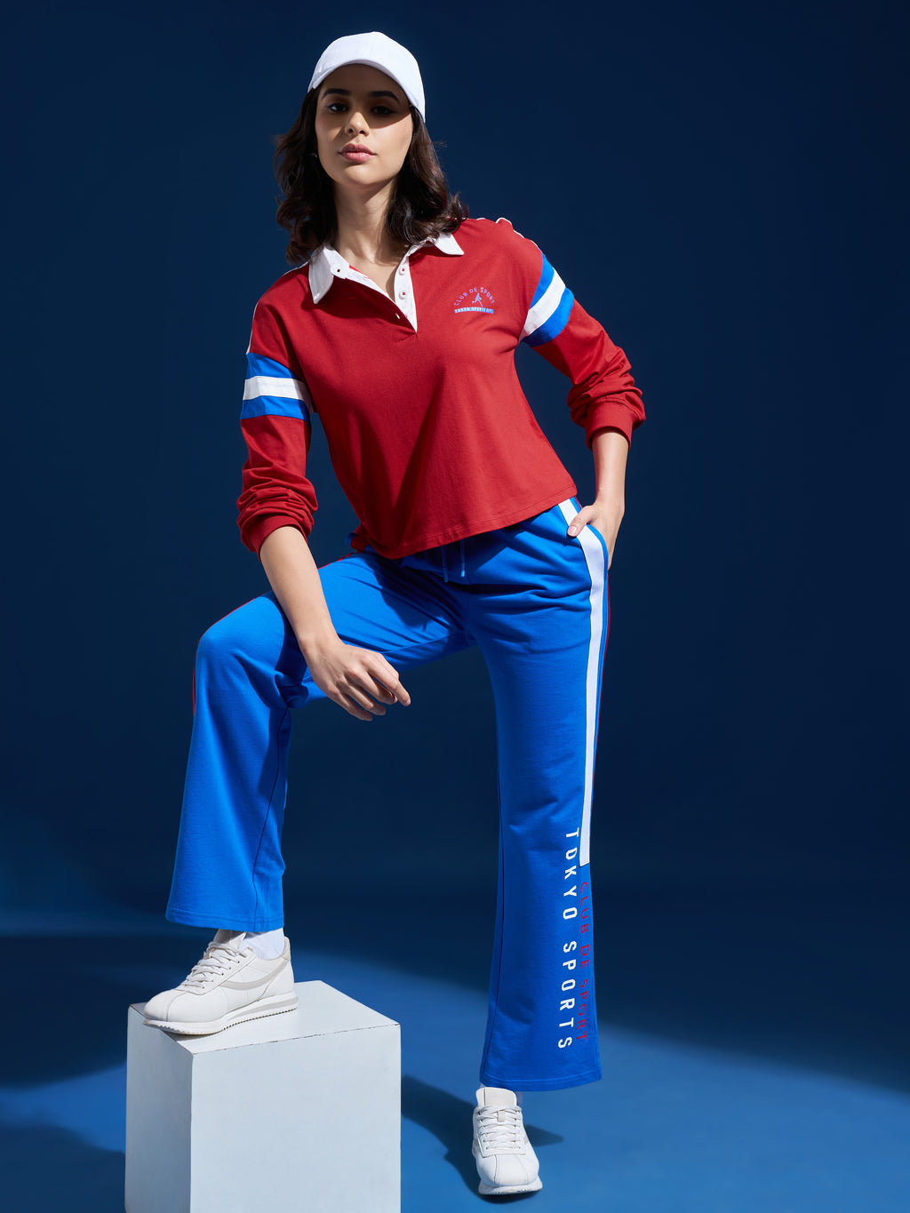 Tokyo Talkies Women Red Printed Polo Collar T-Shirt - Red - Image 2