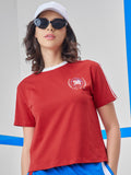 Street By Tokyo Talkies Women Red Printed Round Neck T-Shirt - Red - Image 1