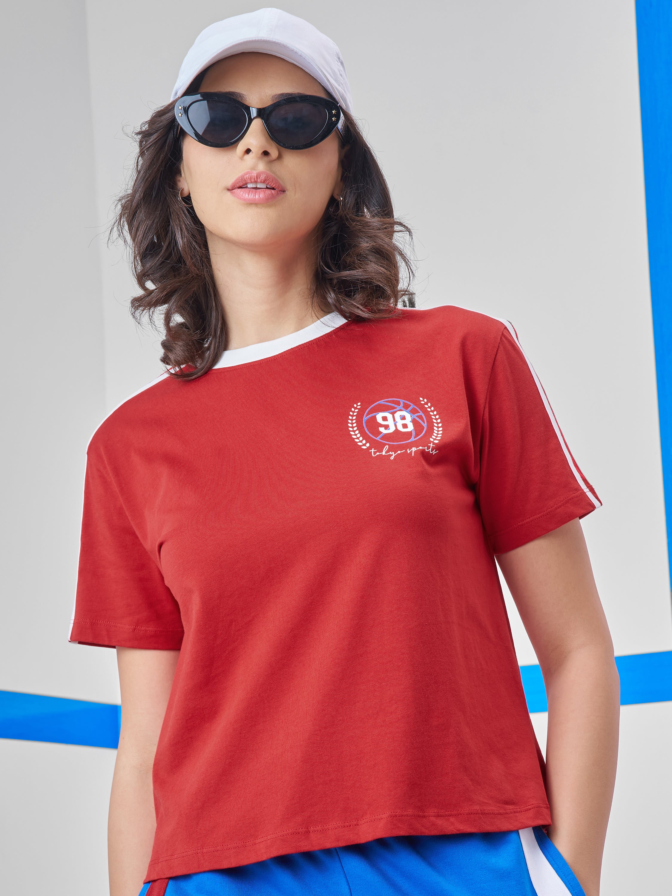 Street By Tokyo Talkies Women Red Printed Round Neck T-Shirt - Red - Image 1