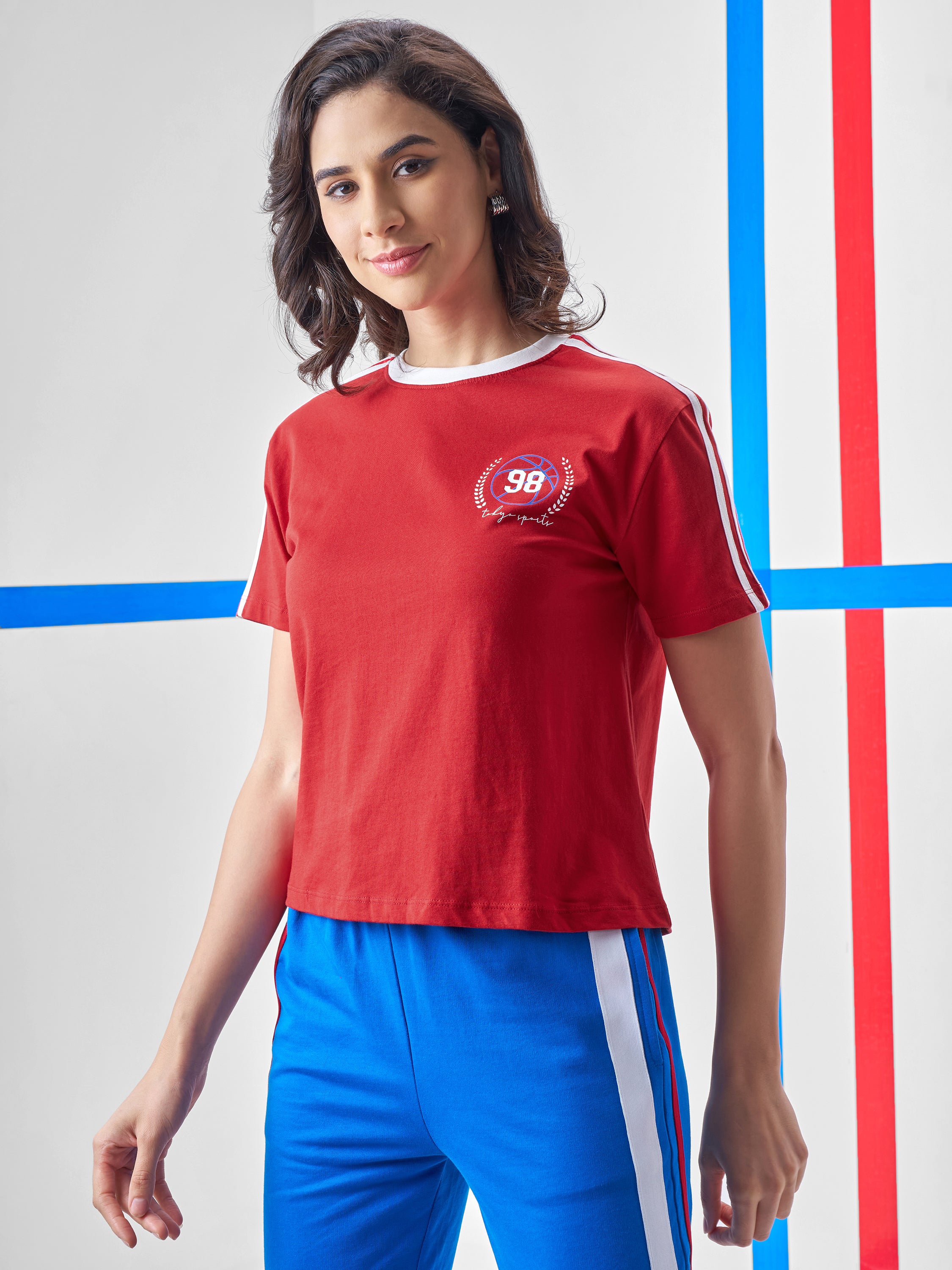 Street By Tokyo Talkies Women Red Printed Round Neck T-Shirt - Red - Image 4