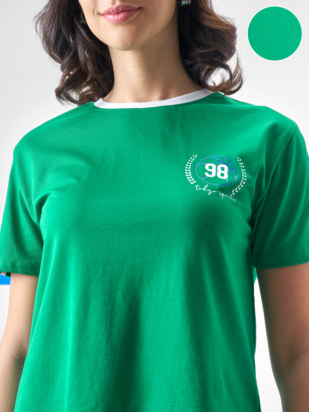 Street By Tokyo Talkies Women Green Printed Round Neck T-Shirt - Green - Image 5