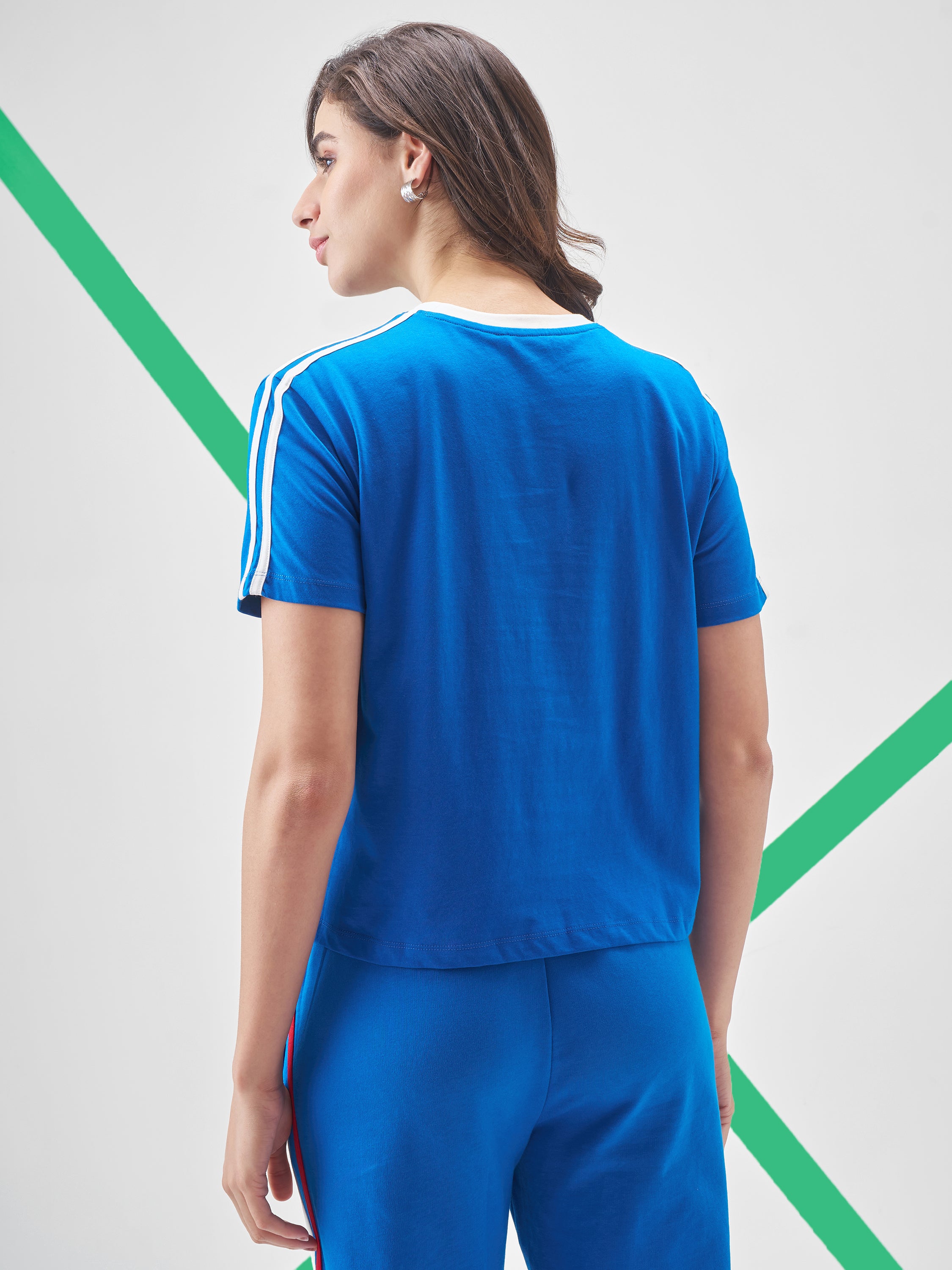 Street By Tokyo Talkies Women Blue Printed Round Neck Oversized Fit T-Shirt - Blue - Image 3