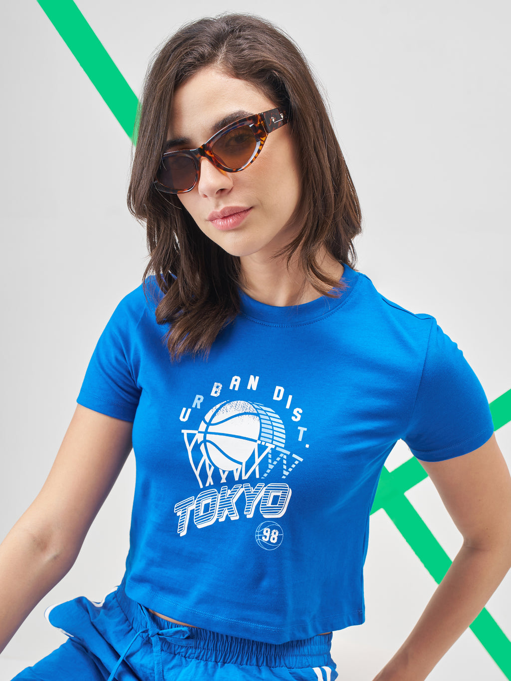 Street By Tokyo Talkies Women Blue Printed Round Neck T-Shirt - Blue - Image 1