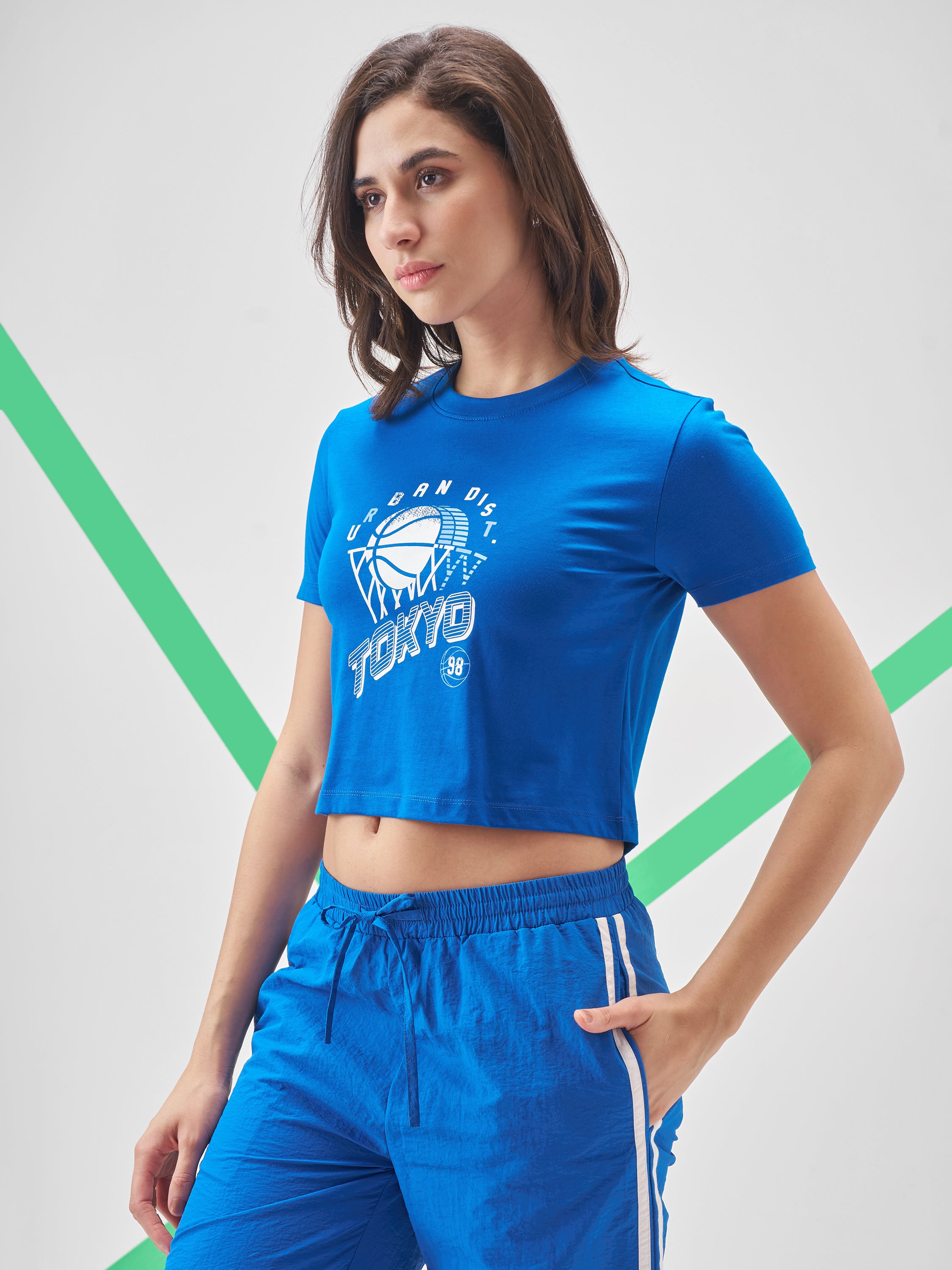 Street By Tokyo Talkies Women Blue Printed Round Neck T-Shirt - Blue - Image 4