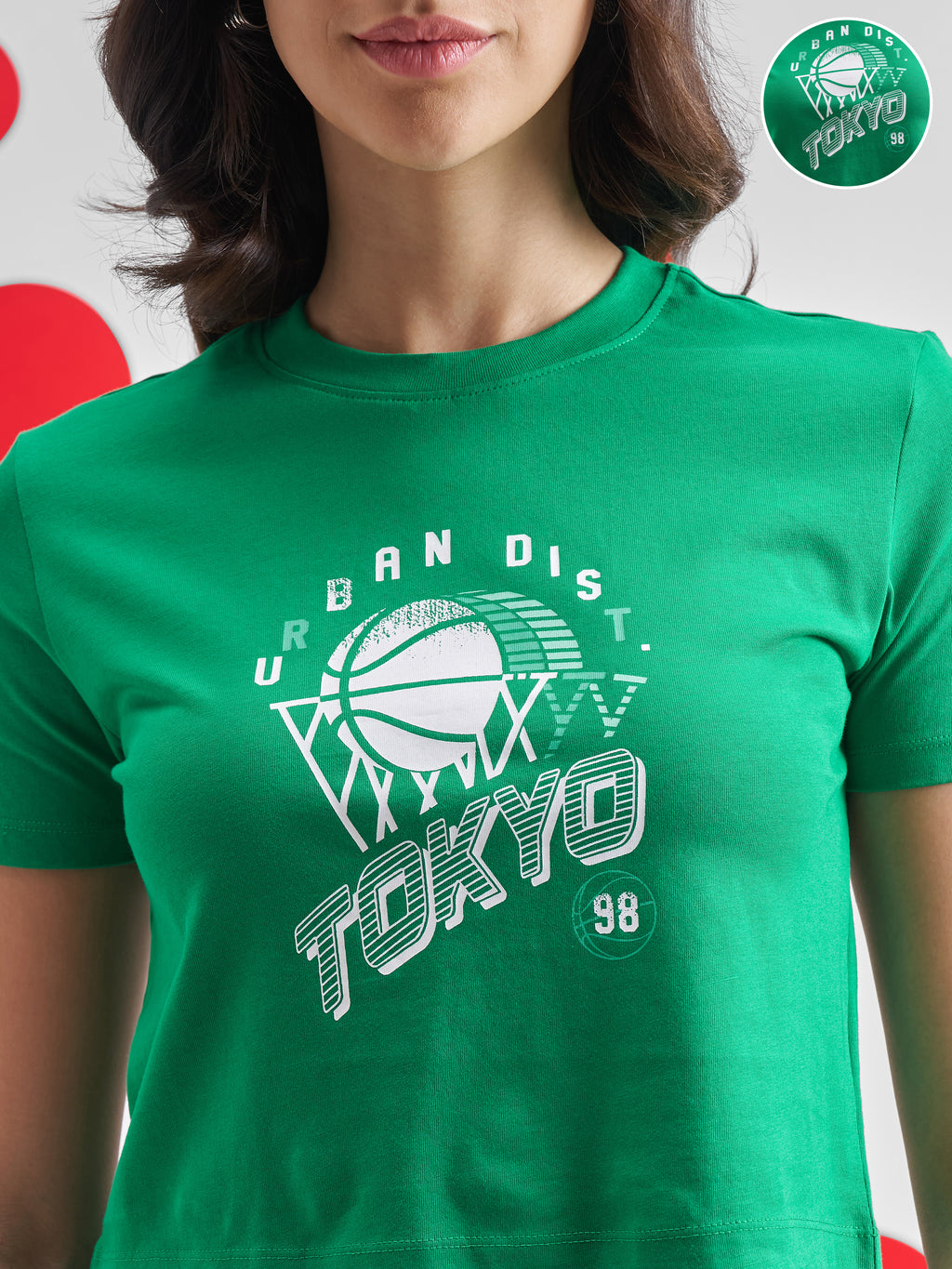 Street By Tokyo Talkies Women Green Printed Round Neck T-Shirt - Green - Image 5
